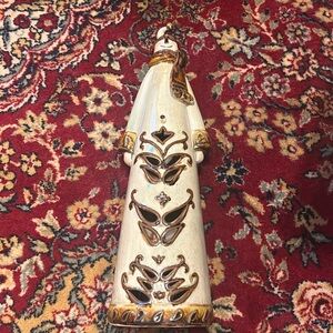 Ceramic Tall Brown Snowman Christmas Holiday tea light candle holder